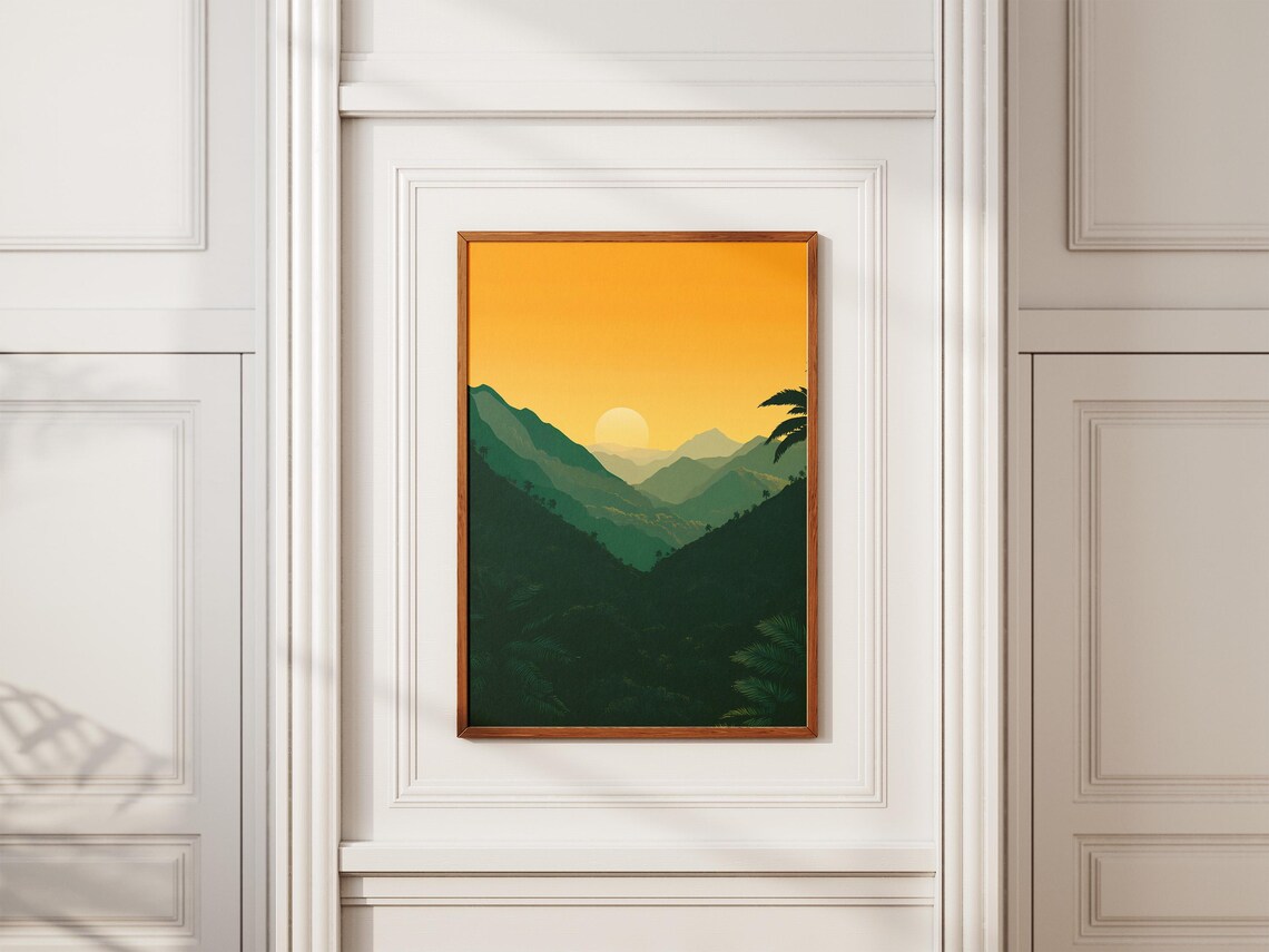 Western Ghats Sunset Layered Green Ridges India Travel Poster - Image 2