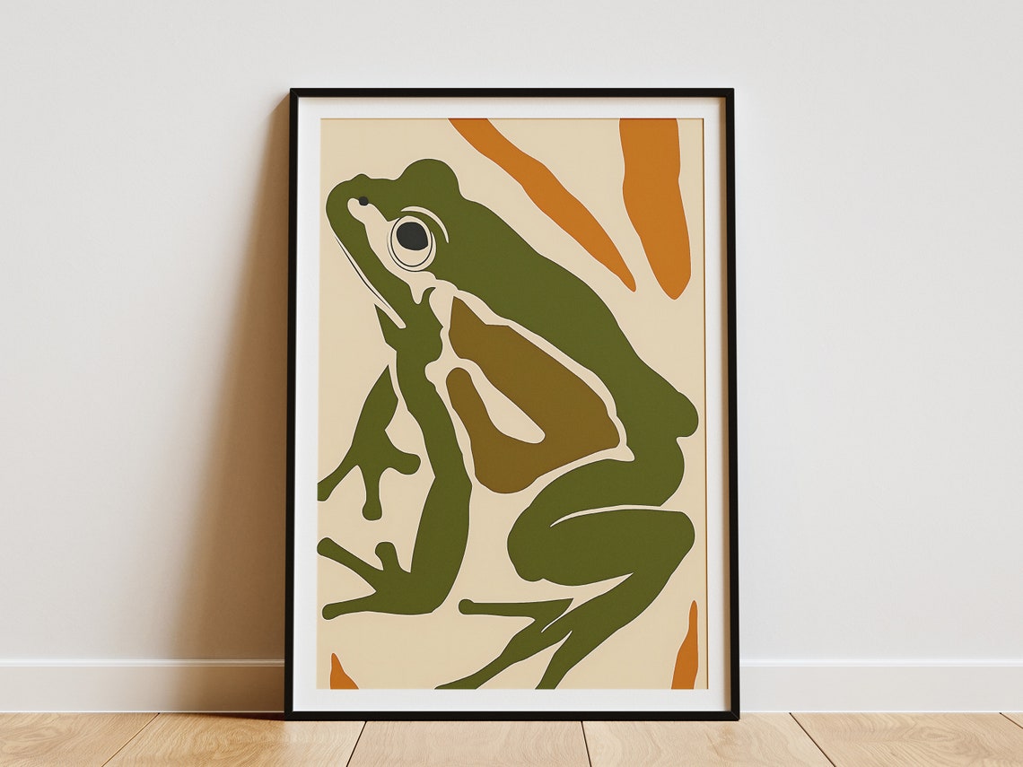 Climbing Green Frog Abstract Minimalist Nature Modern Art Print