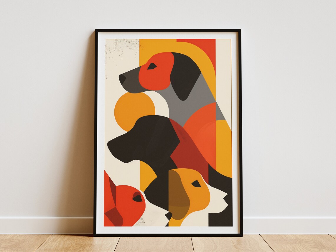 Minimalist Dog Poster, Mid-Century Modern Art Print