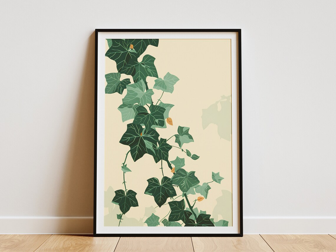 English Ivy Trailing Leaves Botanical Illustration Art Poster