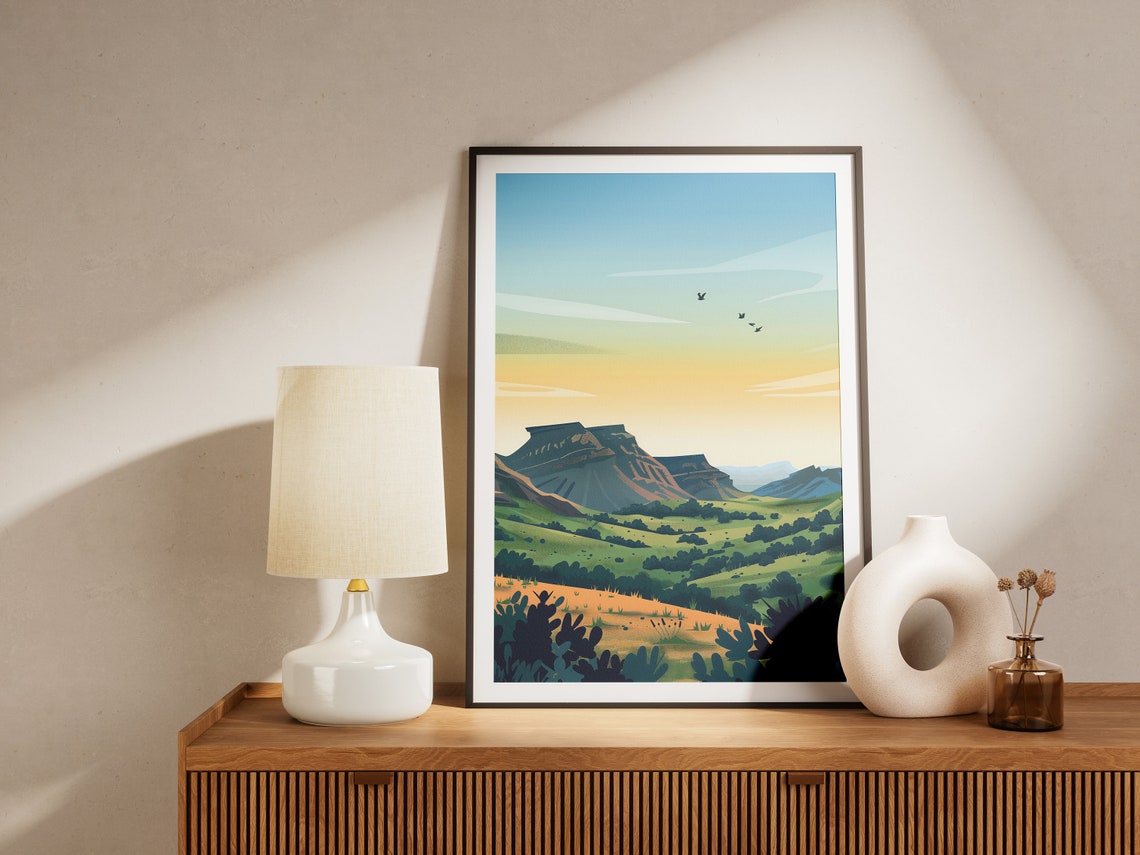 Rolling Oklahoma Wichita Mountains Sunset Prairie Landscape Poster - Image 2