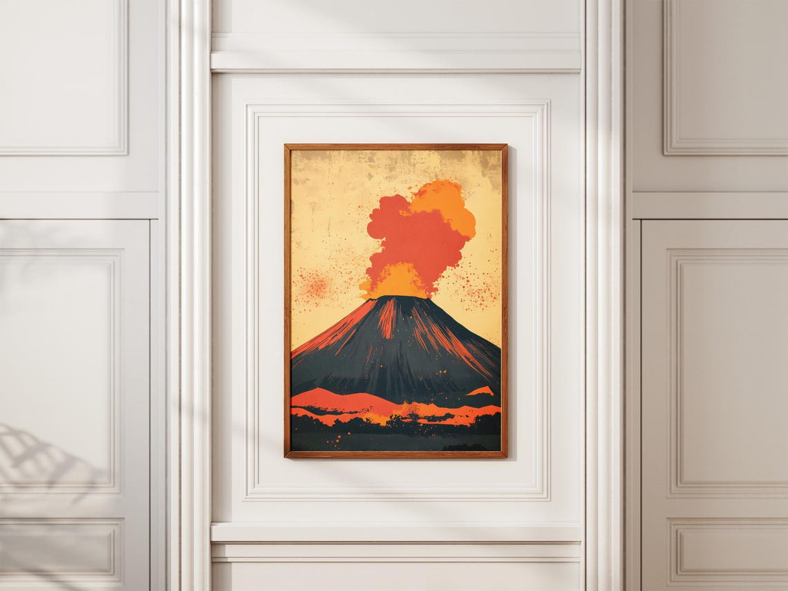 Yasur Volcano Vanuatu Eruption Ash Plume Abstract Art Poster - Image 2