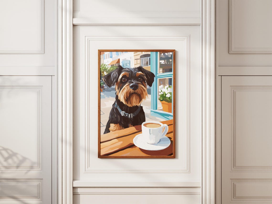 Mini Schnauzer Coffee Poster Dog Cafe Wall Decor Animal Lover Gift - Image 2