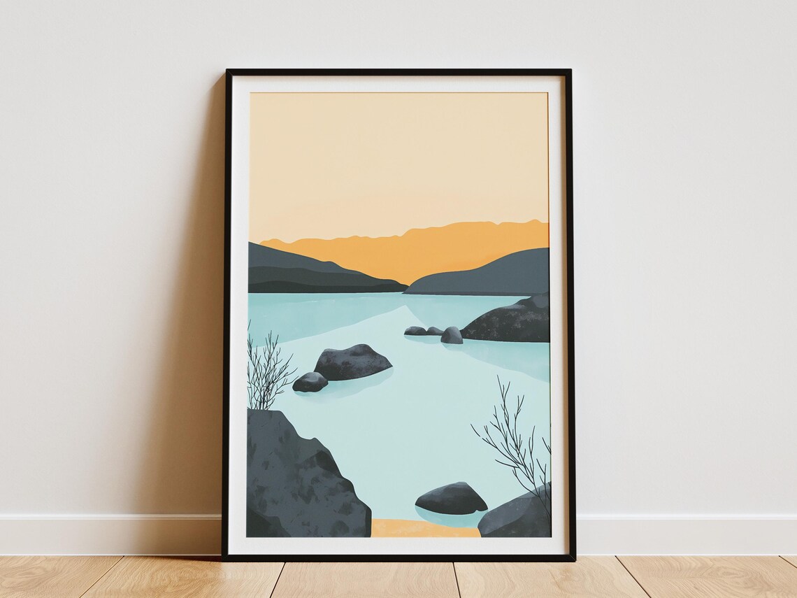 Iceland Blue Lagoon Minimalist Volcanic Landscape Poster Serene