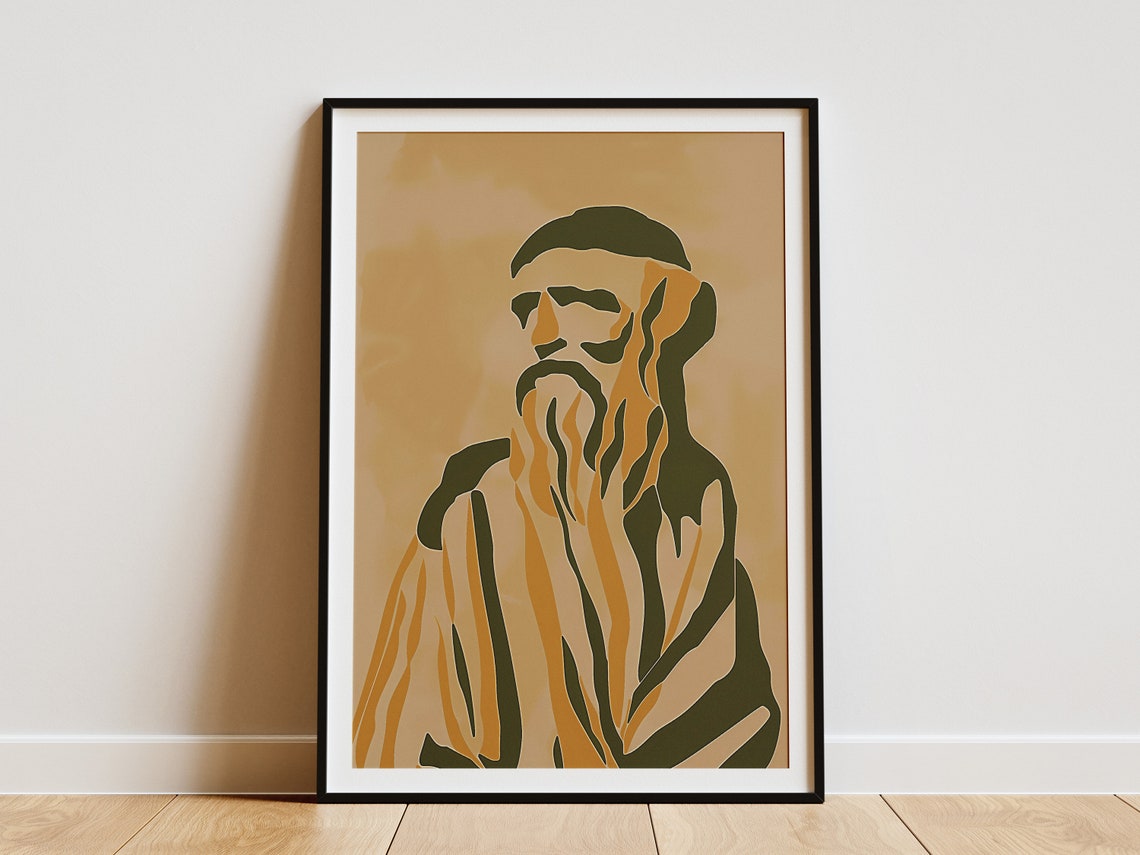 Greek Philosopher Bust Silhouette Mid Century Classical Art Print