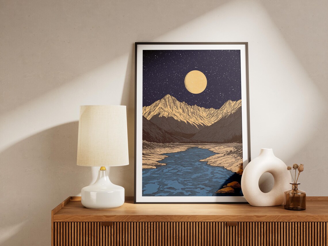 Gates of the Arctic National Park Alaska Moonlit Night Poster - Image 4