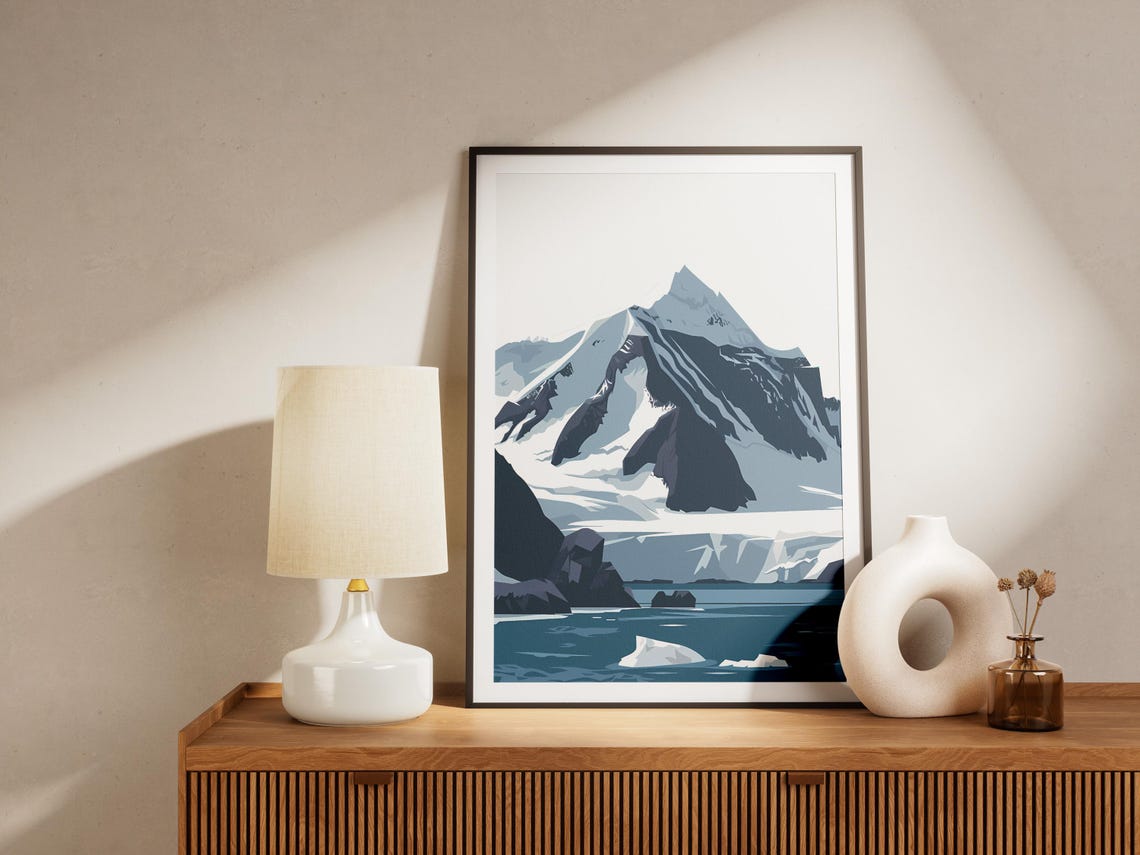 Antarctica Snowy Mountain Glacier Peaks Polar Seascape Poster - Image 2