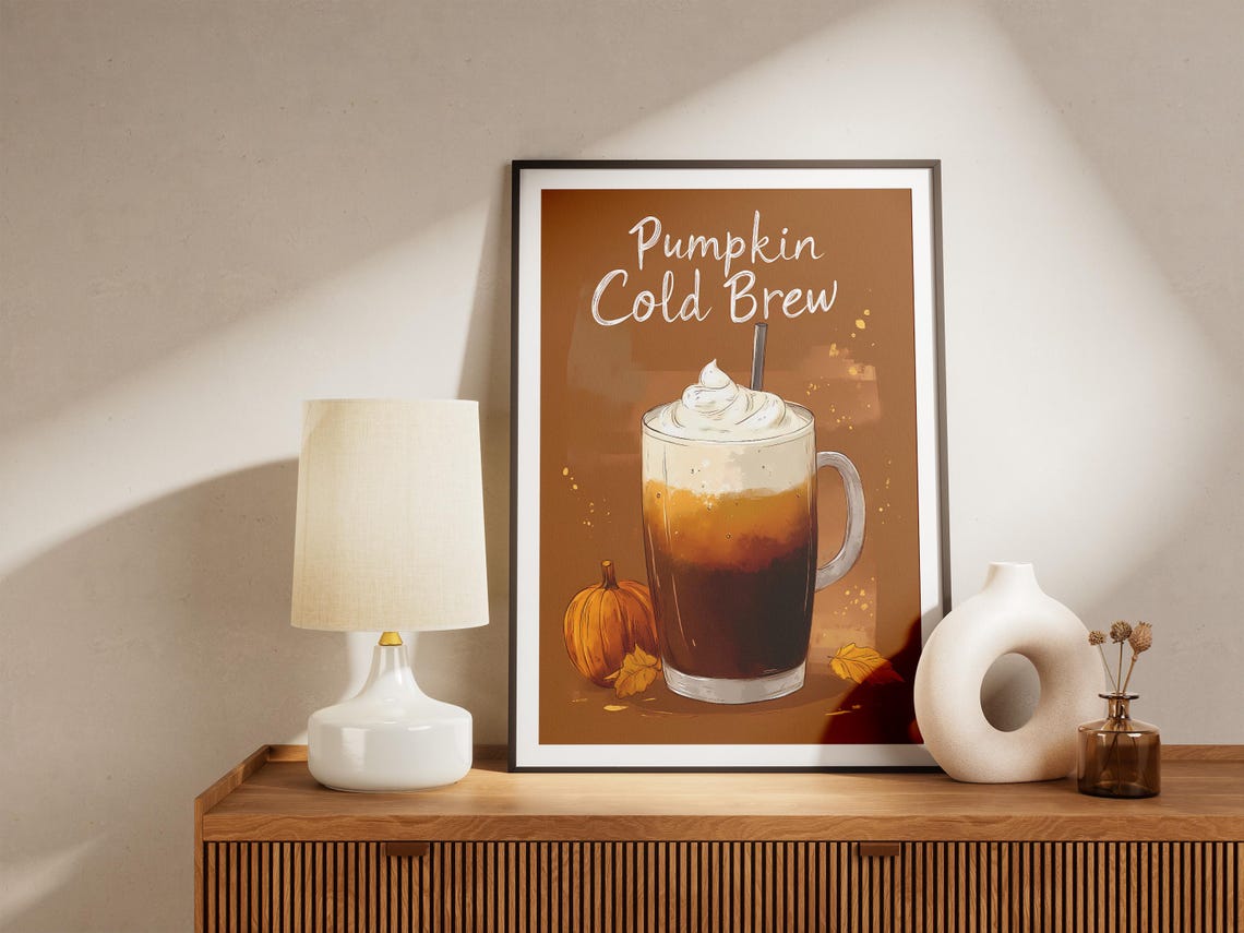 Pumpkin Cold Brew Autumn Spice Harvest Fall Seasonal Cafe Poster - Image 5