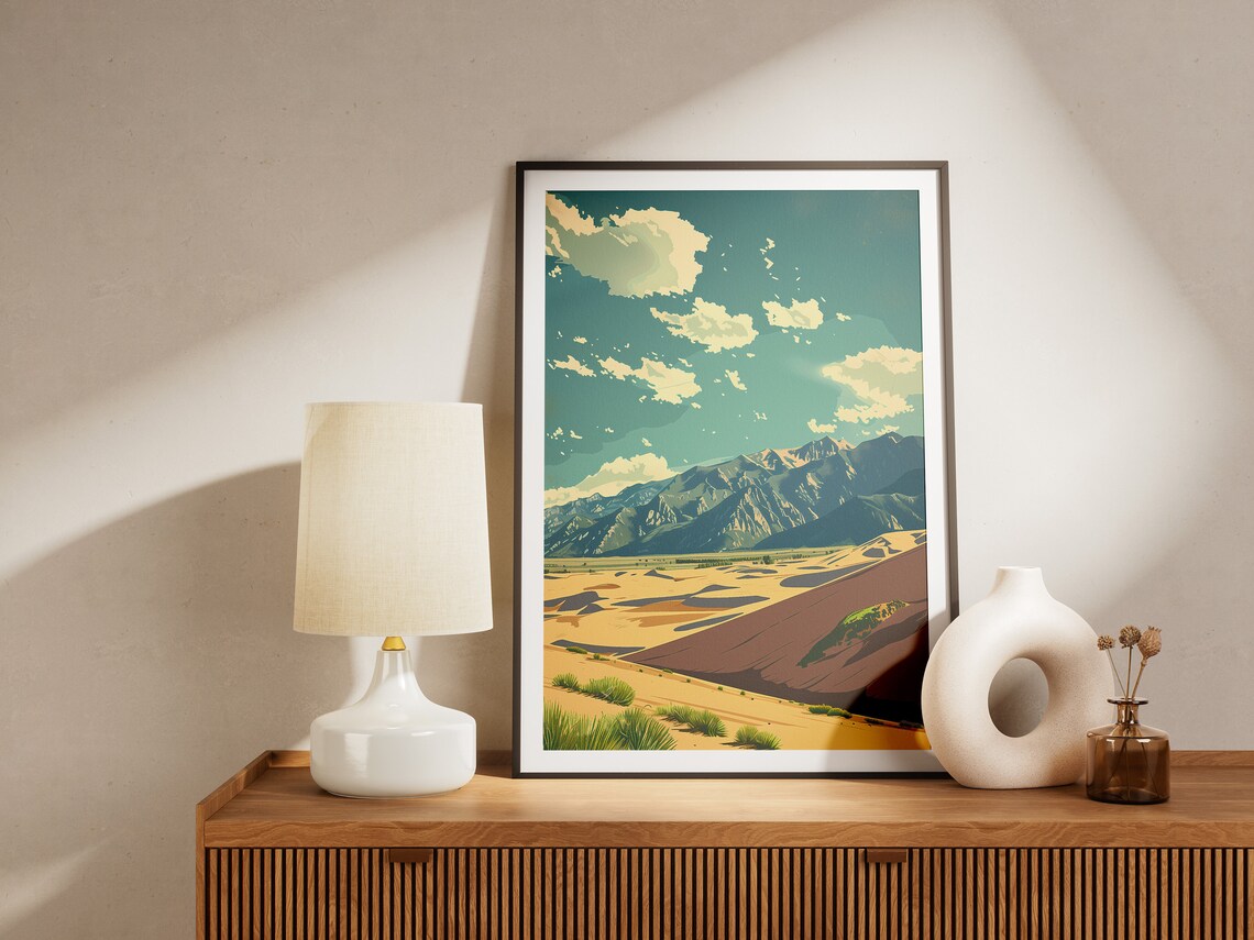 Golden Great Sand Dunes National Park Desert Vintage Travel Poster - Image 2