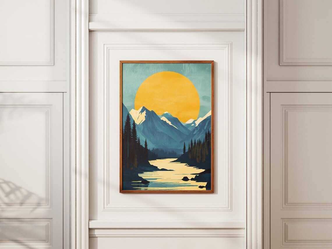 Nahanni National Park Canada Mountain Lake Golden Sunset Travel Poster - Image 2