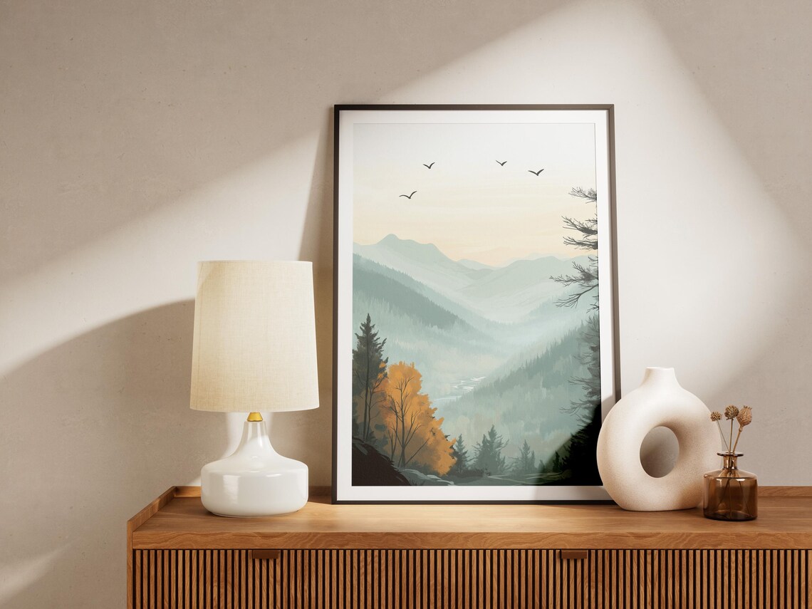 Cuyahoga Valley National Park Ohio Misty Mountain Birds Art Poster - Image 4