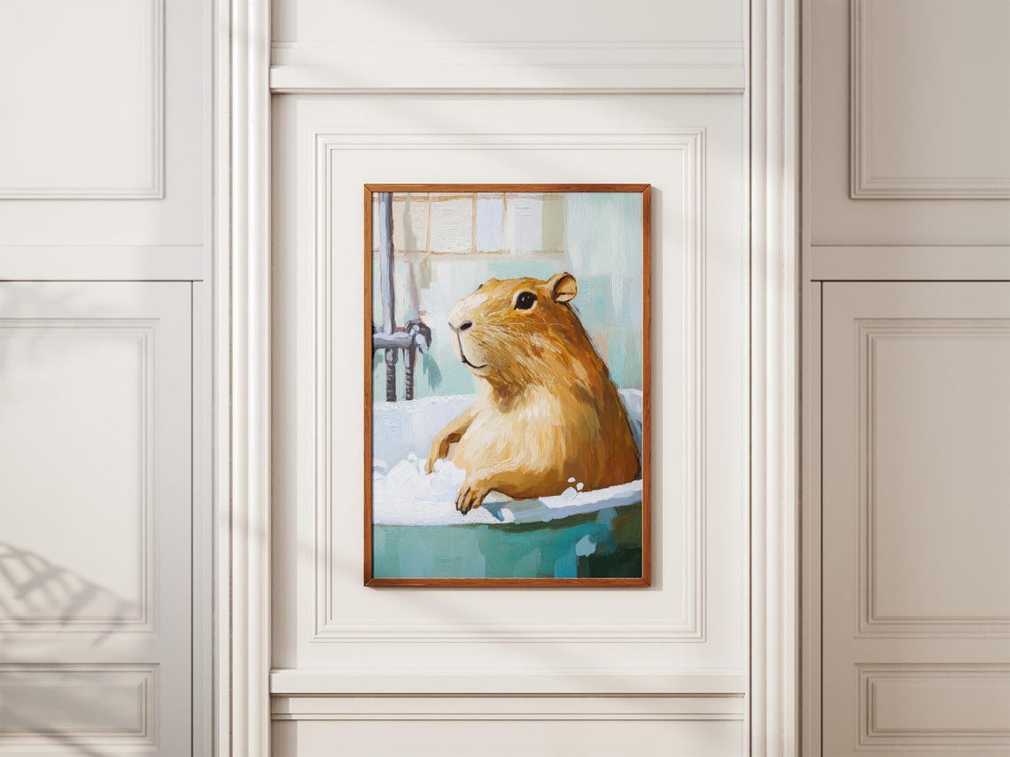 Blissful Capybara Leaning Back in a Soothing Bubble Bath Poster - Image 2