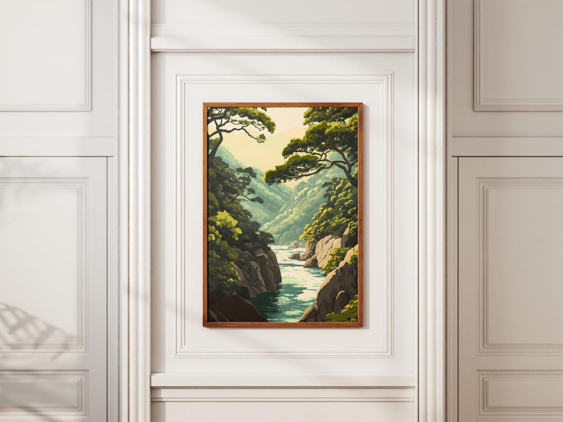 Yakushima Japan Emerald River Gorge Through Lush Green Forest Poster - Image 2