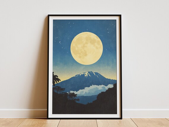 Haleakala National Park Hawaii Moonlit Volcano Vintage Poster