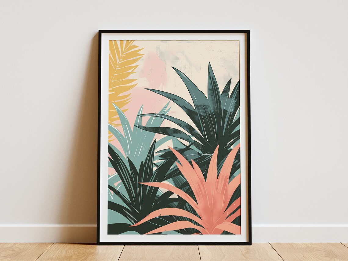 Boho Tropical Leaves Wall Art Print Minimalist Modern Art Plant Poster Home Decor
