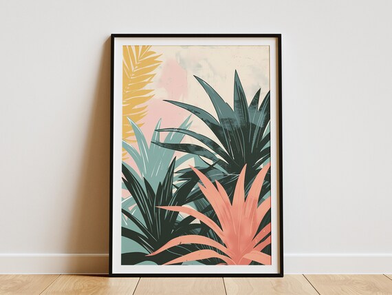 Boho Tropical Leaves Wall Art Print Minimalist Modern Art Plant Poster Home Decor