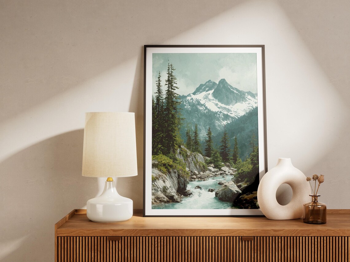 North Cascades National Park Snow Peak Alpine Stream Art Poster - Image 4