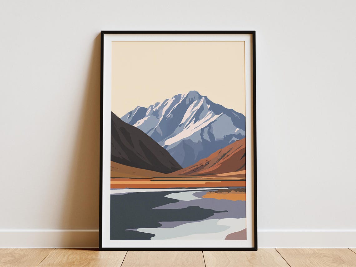 Pamir Mountains Tajikistan Snowy Peak Valley Landscape Poster
