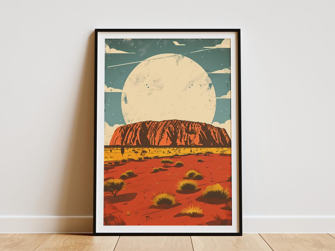 Uluru Ayers Rock Red Desert Outback Australia Sunset Art Poster