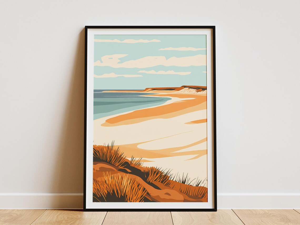Donana National Park Spain Orange Dunes Beach Scene Art Poster
