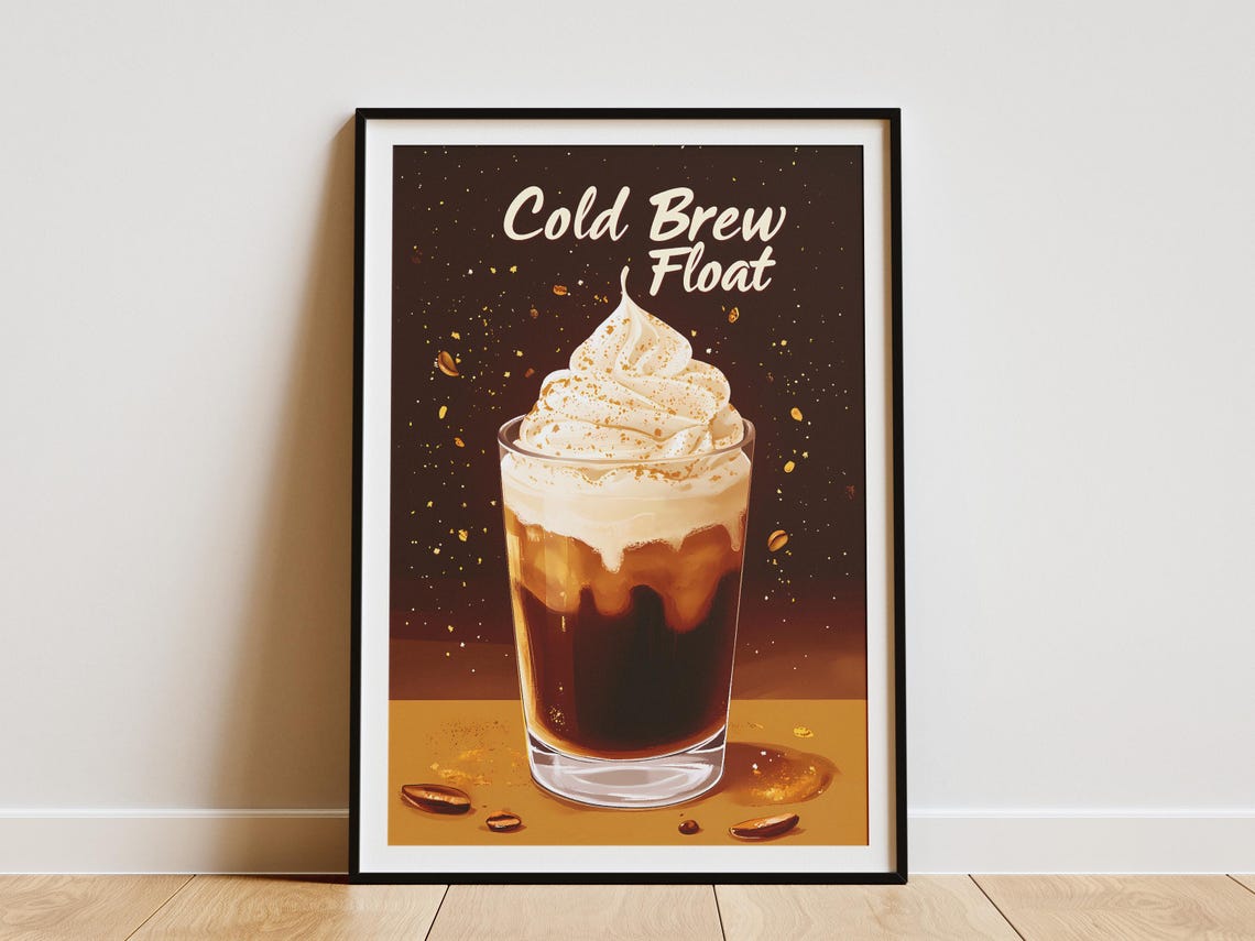 Cold Brew Float Whipped Cream Dark Chocolate Menu Style Poster