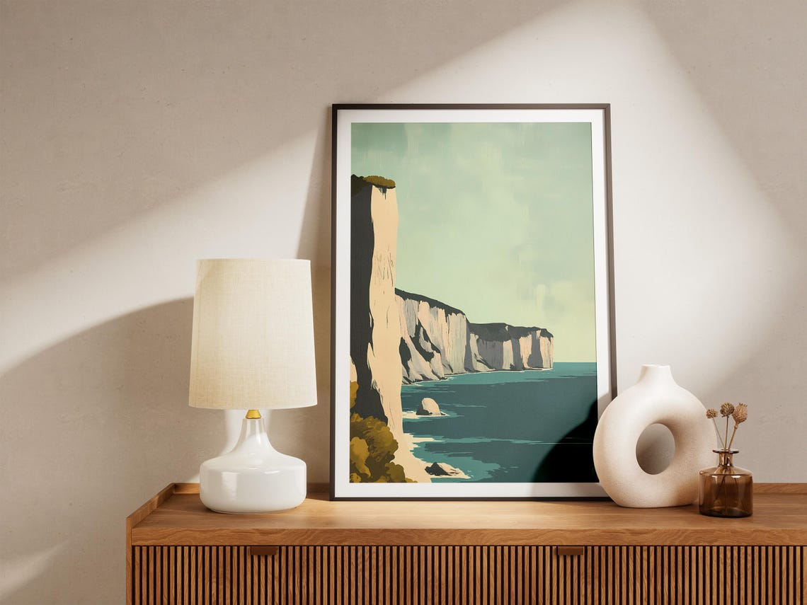 Danish Coastline Tall White Chalk Cliffs Over the Teal Sea Poster - Image 5