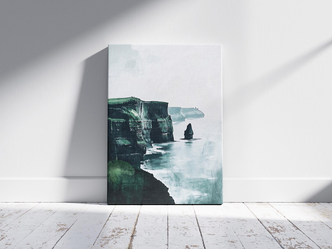 Cliffs Of Moher Ireland Misty Sea Cliffs Seascape Travel Art Poster - Image 2