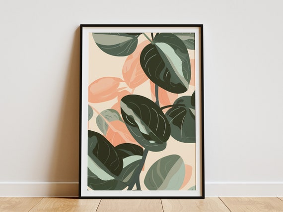 Minimalist Green Peach Plant Poster Botanical Illustration Wall Art Modern Home Decor Nursery Print