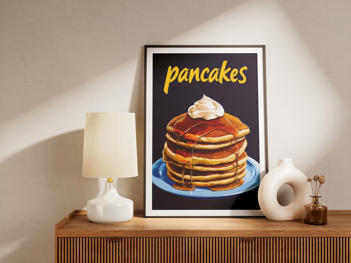 Buttermilk Pancakes With Syrup and Whipped Cream Retro Food Poster - Image 5