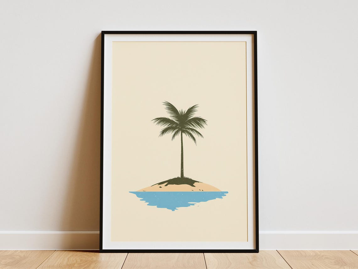 Minimalist Tropical Island Palm Tree Summer Beach Art Poster