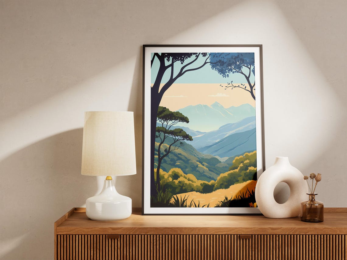 Golden Forest Hills Blue Mountain Range Panoramic Nature Poster - Image 5