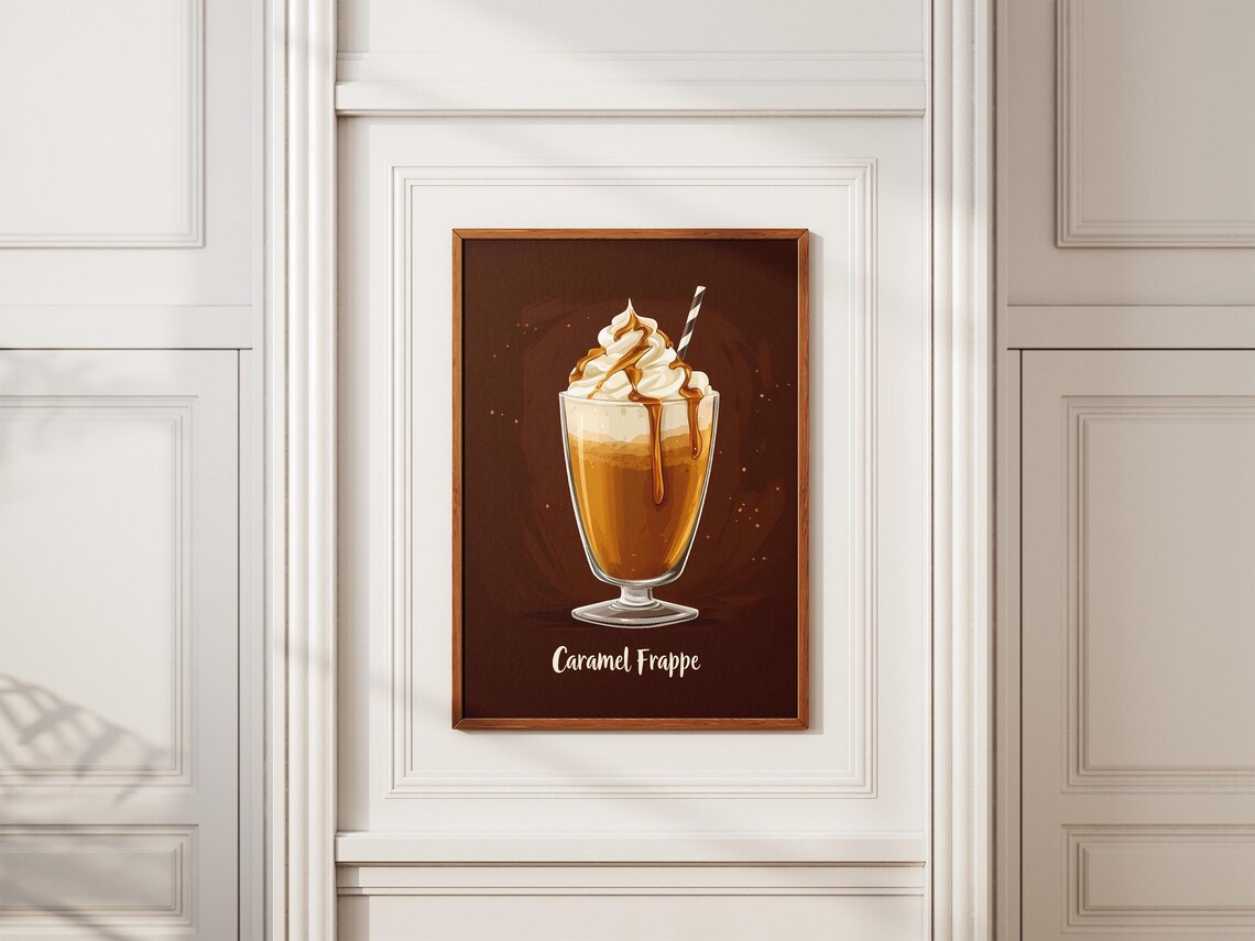 Caramel Frappe Drink Poster Coffee Drink Poster Cafe Poster Whipped Cream Poster Sweet Treat Poster Brown And Beige Delicious Drink Poster - Image 2