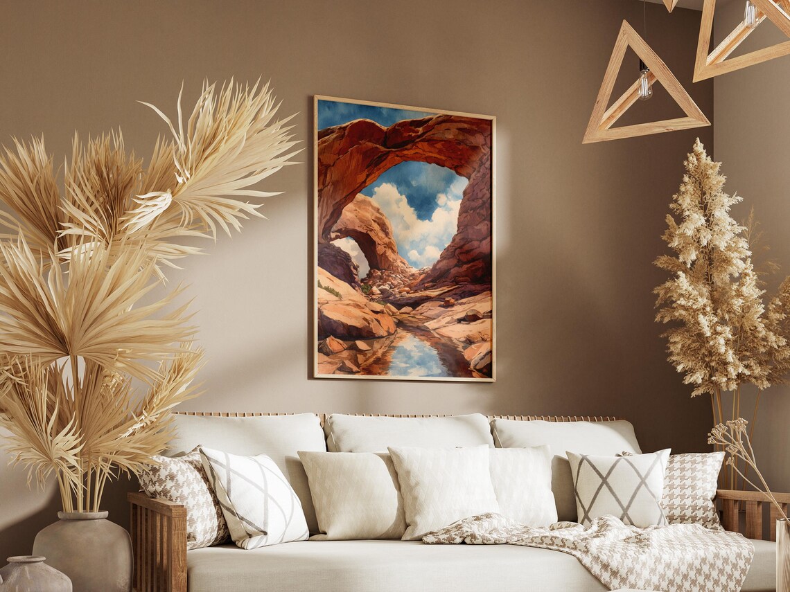 Arches National Park Double Arch Desert Utah Watercolor Poster - Image 3