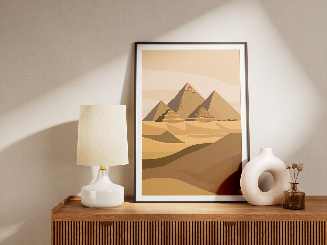 Giza Pyramids Abstract Desert Landscape Poster in Beige and Brown - Image 5