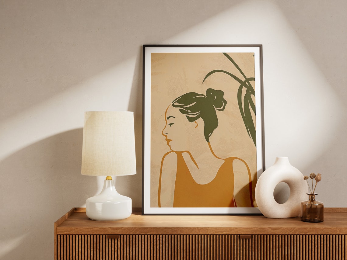 Minimalist Woman Poster Abstract Line Art Print Boho Wall Decor Mid Century Modern Home Decor - Image 2