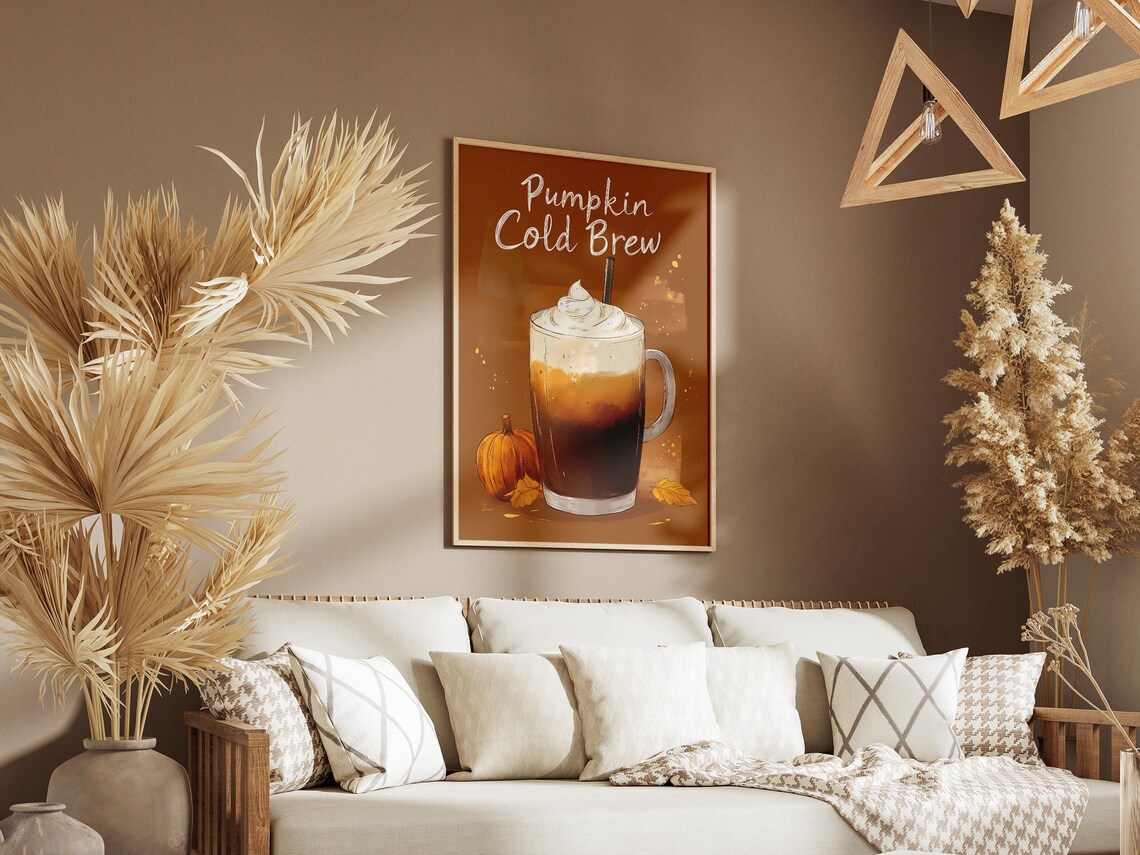 Pumpkin Cold Brew Autumn Spice Harvest Fall Seasonal Cafe Poster - Image 3