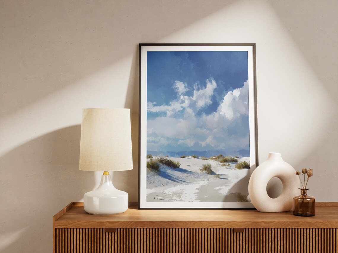 White Sands National Park Minimalist White Dune Landscape Poster - Image 4