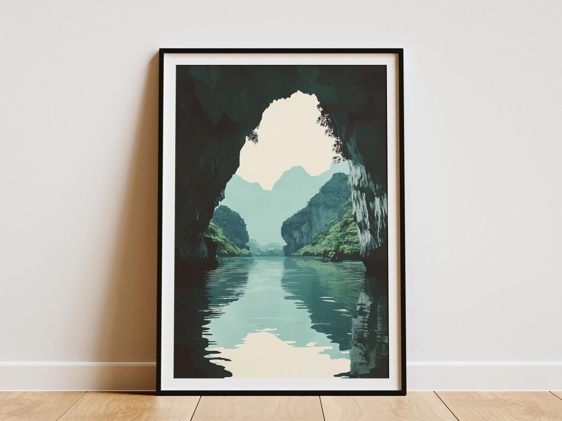 Phong Nha Ke Bang National Park Vietnam Flat Illustration Poster Print Travel Poster Vietnam Landscape Art Southeast Asia Nature Print Cave
