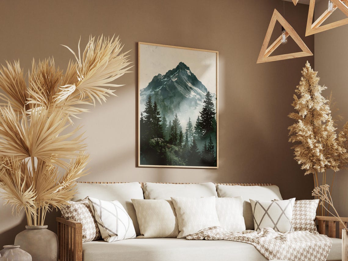 North Cascades National Park Misty Peak Pine Forest Art Poster - Image 3