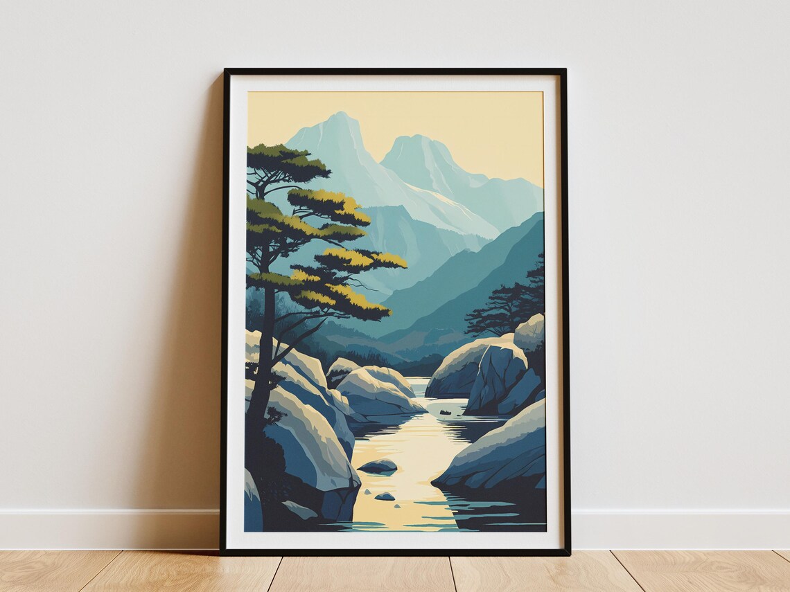 Seoraksan National Park South Korea Illustration Poster Korean Nature Print Travel Poster Asian Landscape Art Modern Minimalist Decor Home