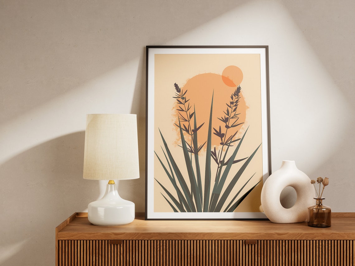 Yucca Plant Desert Sunset Minimalist Boho Botanical Art Poster - Image 2