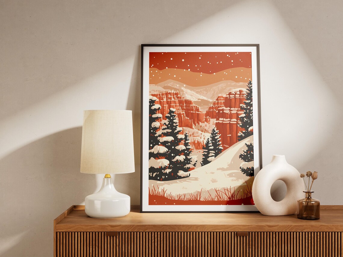 Bryce Canyon National Park Winter Snow Poster Vintage Travel Poster Red Rock Canyon Landscape Art Print Utah National Park Wall Art Decor - Image 5