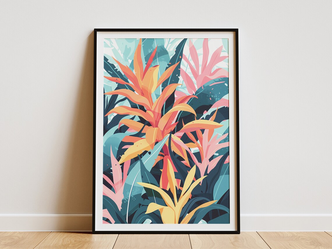 Tropical Leaves Poster Botanical Wall Art Minimalist Abstract Print Home Decor Jungle Art