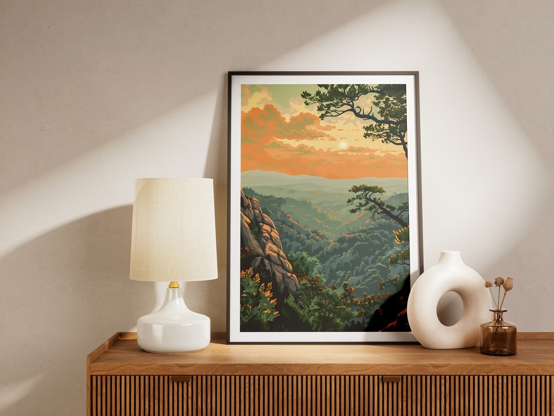 Shenandoah Blue Ridge Sunset Rolling Hills Vintage National Park Poster - Image 2