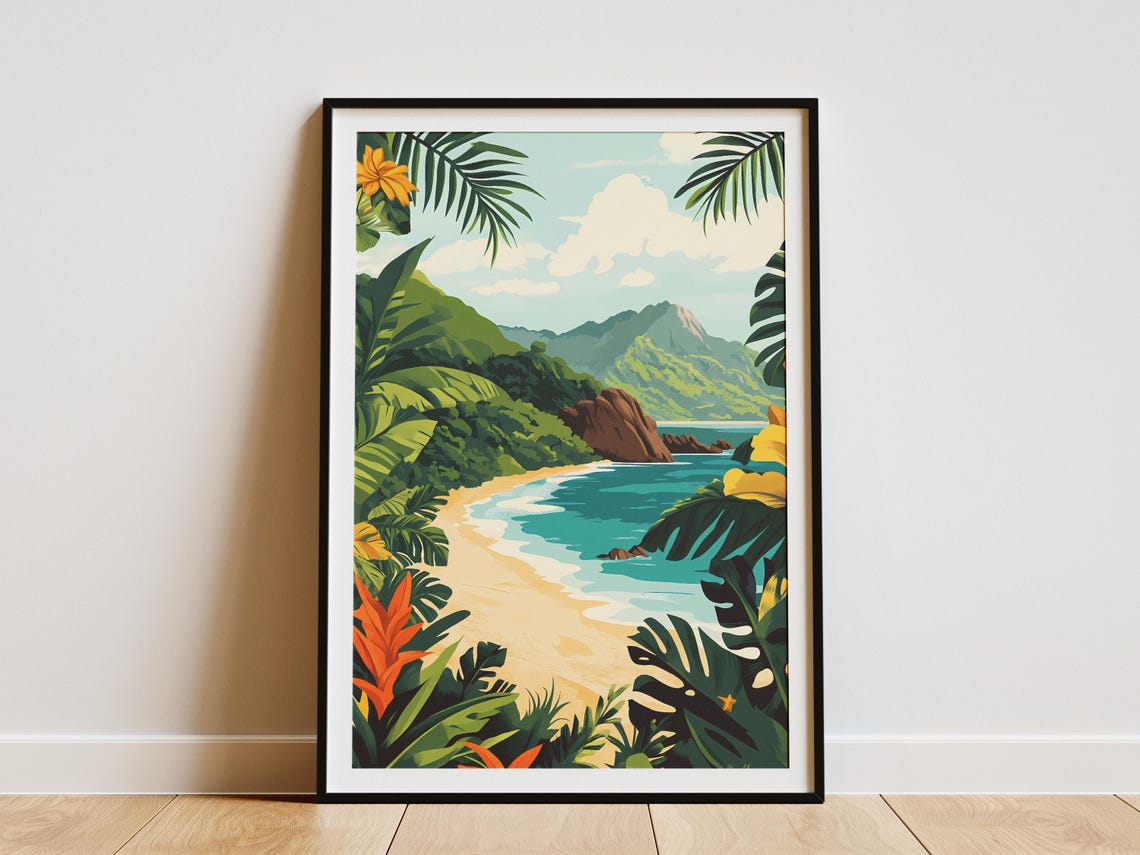 Costa Rica Guanacaste Jungle Beach Red Rock Headland View Poster