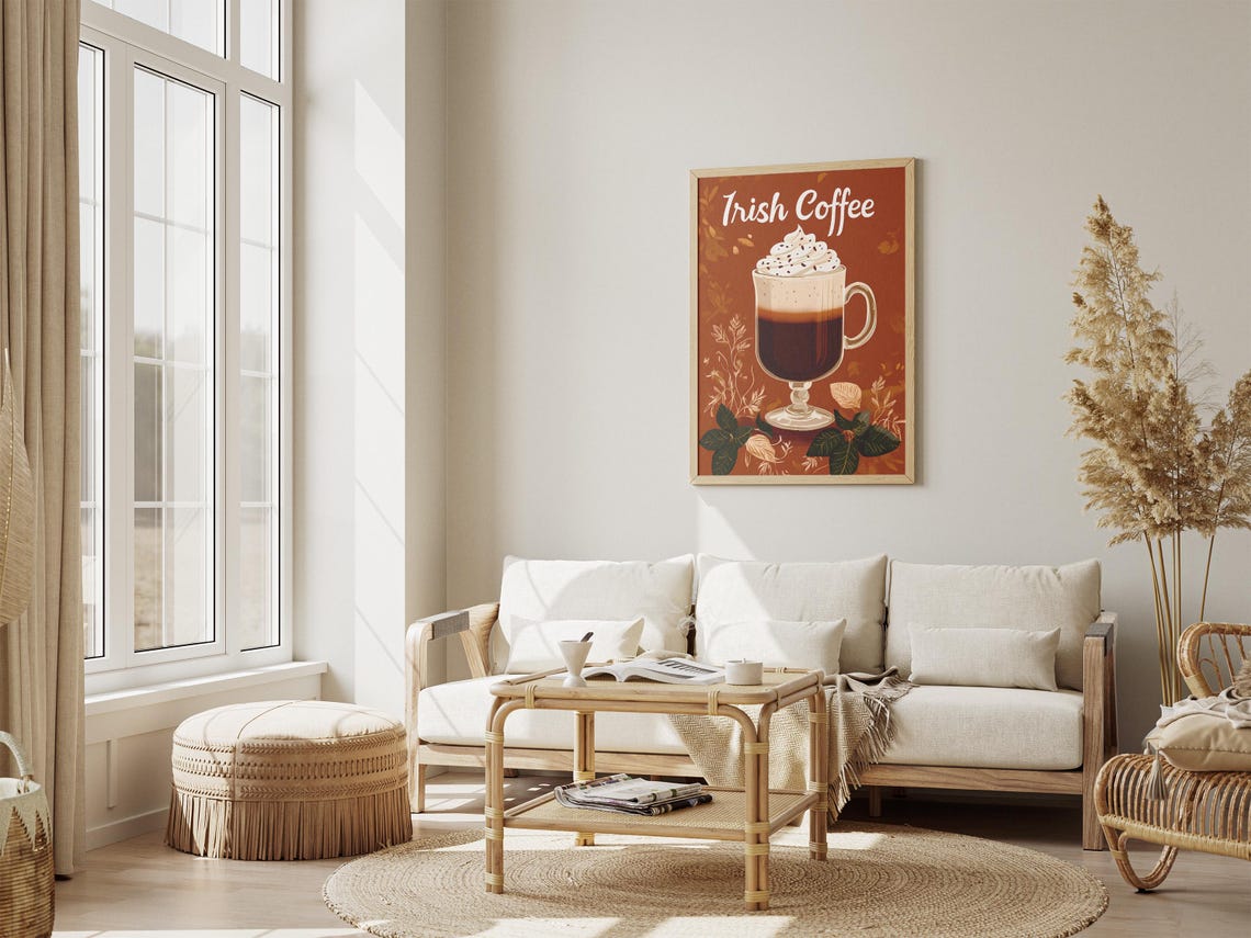 Irish Coffee Whipped Cream Autumn Coffee Illustration Poster - Image 4