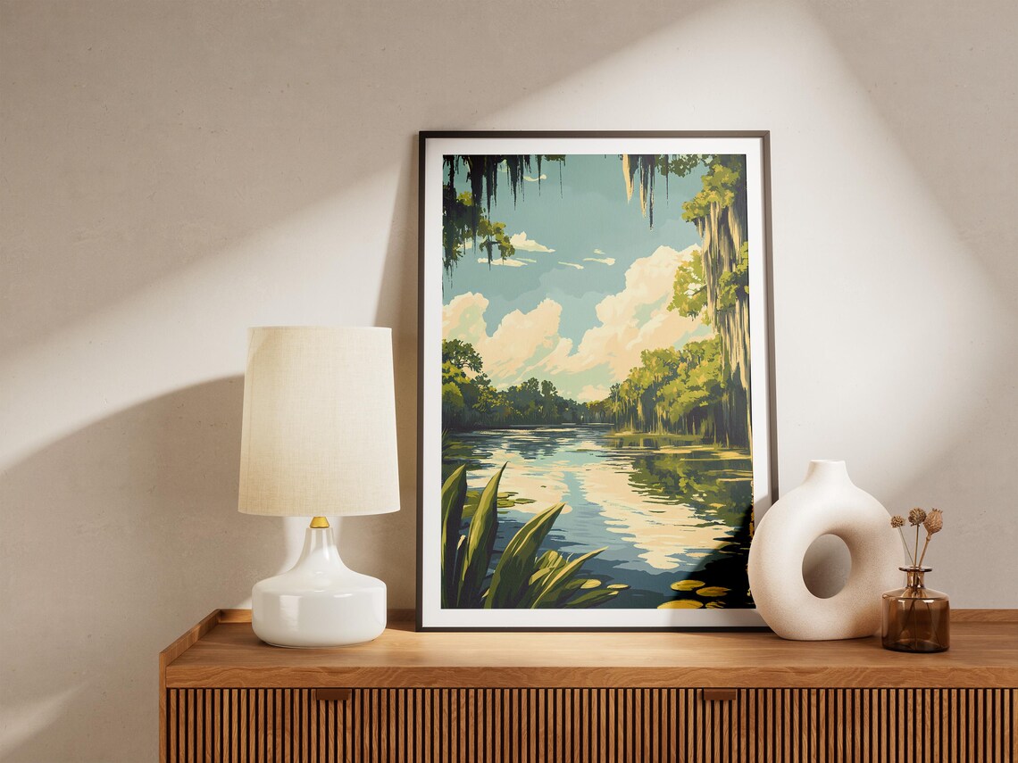 Louisiana Bayou Swamp With Spanish Moss Vintage Travel Poster - Image 5