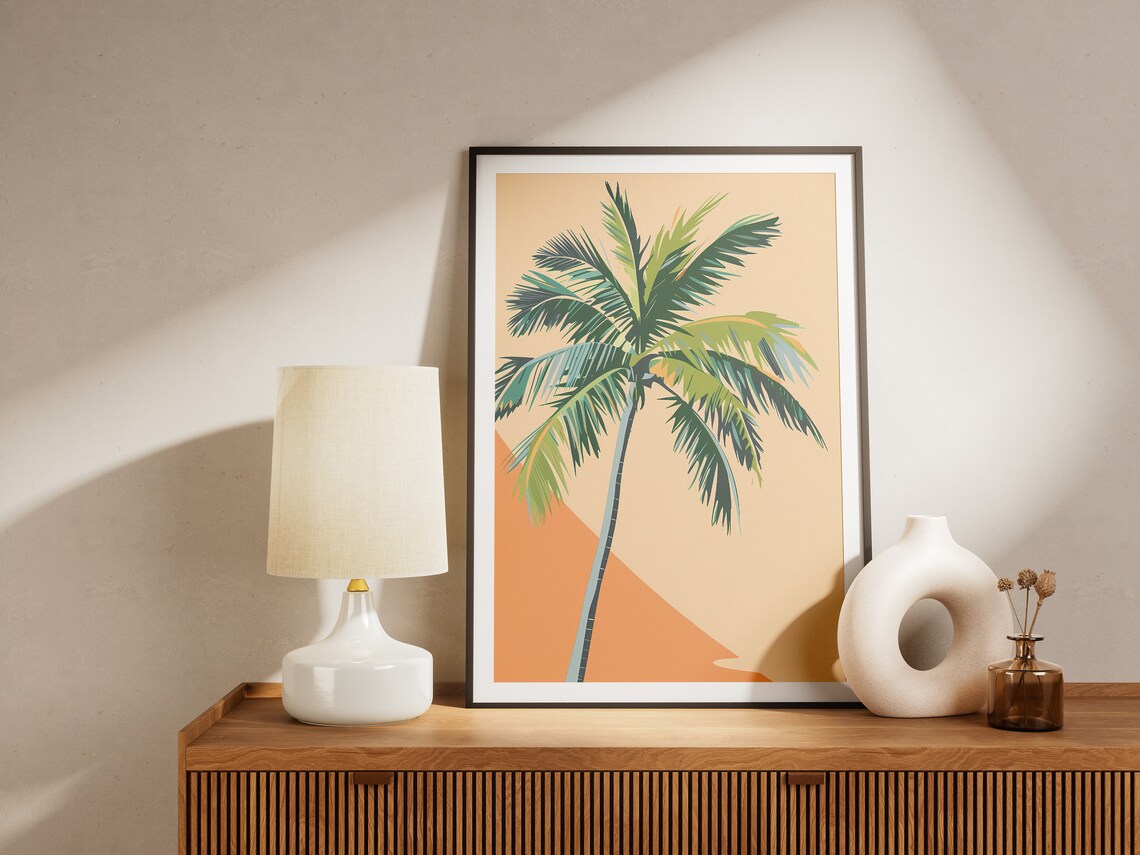 Palm Tree Minimalist Art Print Tropical Wall Decor Beach Decor Modern Art Poster - Image 2