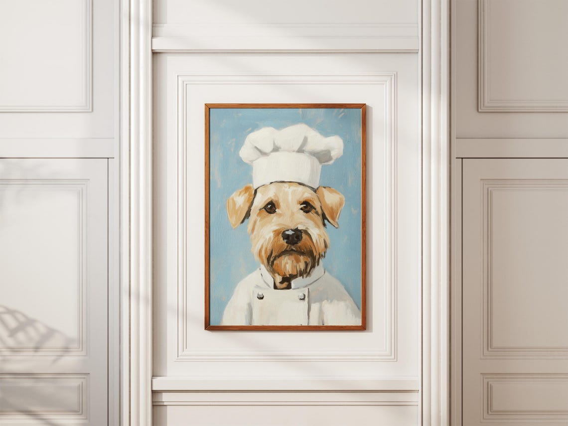 Wheaten Terrier Chef Art Print Dog Portrait Poster Funny Kitchen Lover Gift Home Decor - Image 2