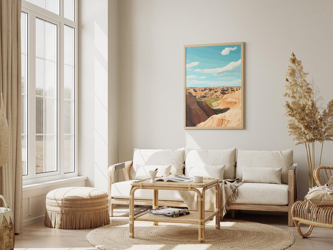 Badlands Eroded Rock Formations Under a Turquoise Sky Poster - Image 3